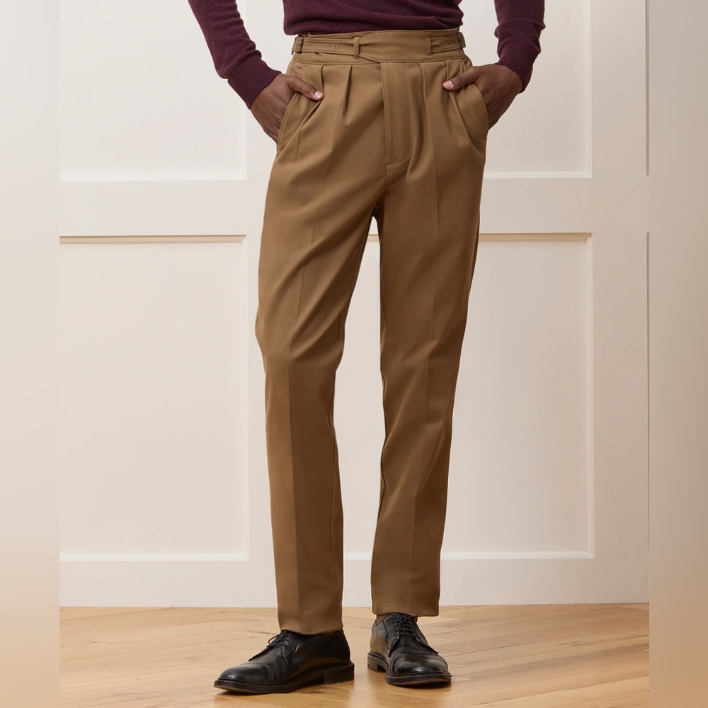 Todd Snyder Pleated Gurkha Chino Pants in Camel Brown